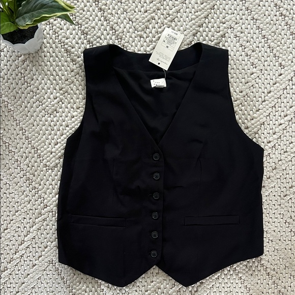 NWT a new day Black Button Down Vest | Business Casual Vest | Suit Vest | Black - Picture 1 of 6